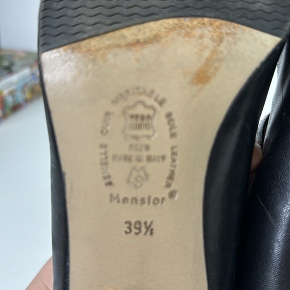 Menstor Women's black leather mary jane heel shoes - Picture 8 of 11